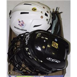 FLAT OF HELMETS AND BOYS BALL GLOVE WITH BALL