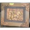 Image 1 : WOOD STYLE FRAMED HORSE PICTURE 21"X16"