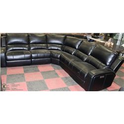 NEW BLACK LEATHERETTE ELECTRIC RECLINING SECTIONAL