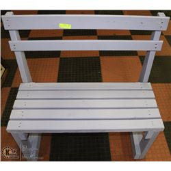 PURPLE  WOOD PAINTED GARDEN BENCH