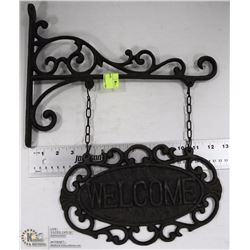 CAST IRON 2 SIDED BLACK WELCOME SIGN