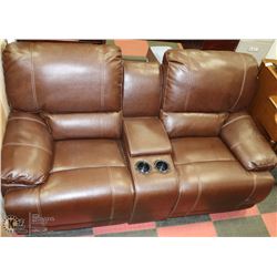 NEW BROWN LEATHERETTE GLIDER ROCKER RECLINER