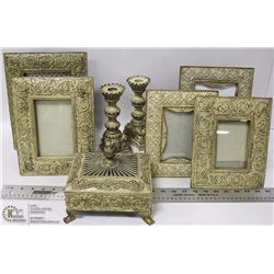 7PC GIFT SET DECOR INCL 5 FRAMES, CANDLE HOLDERS