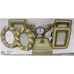 7PC MATCHING VANITY SET INCL 5 PICTURE FRAMES,