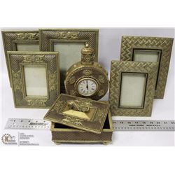 7PC GIFT SET DECOR INCL 5 FRAMES, CLOCK  AND