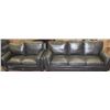 Image 1 : GREY LEATHERETTE SOFA WITH LOVE SEAT