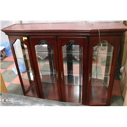 WOOD & ETCHED GLASS DISPLAY CABINET WITH LIGHTS
