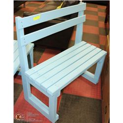 BLUE WOOD PAINTED GARDEN BENCH