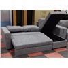 Image 2 : GREY FABRIC APT SIZE SECTIONAL CONVERTS INTO BED