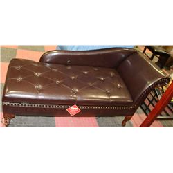 NEW BROWN LEATHERETTE STORAGE CHAISE LOUNGE CHAIR