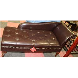 NEW BROWN LEATHERETTE STORAGE CHAISE LOUNGE CHAIR