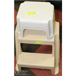 PLASTIC 2 STEP LADDER SOLD WITH 2 SMALL STOOLS