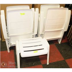 GROUP OF 4 FOLDING PLASTIC LAWNCHAIRS SOLD WITH