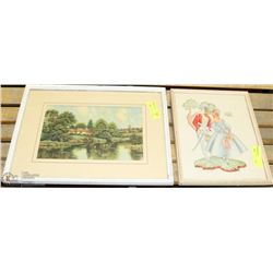 COLLECTION OF 2 VINTAGE ESTATE FRAMED PICTURES
