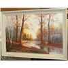 Image 1 : LARGE ESTATE FRAMED OIL ON CANVAS FOREST SCENE