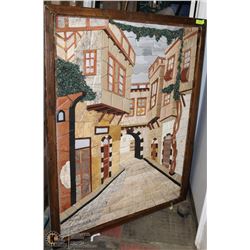 CUSTOM SHOPPIING CENTER  MULTI-STONE ART, FRAMED