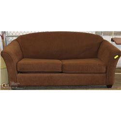BROWN FABRIC HIDE-A-BED SOFA NO MATTRESS