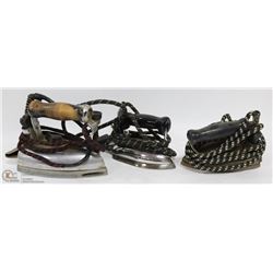 FLAT OF 3 VINTAGE IRONS