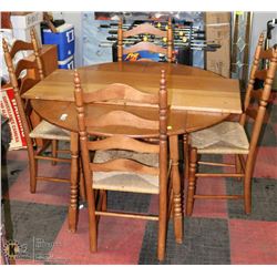 MAPLE DROP LEAF TABLE W/ 4 CHAIRS & 2 LEAFS