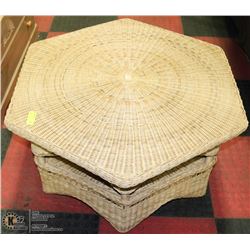 WICKER PENTAGON SHAPED COFFFEE TABLE