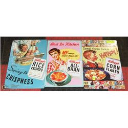 LOT OF THREE 1950S TIN GROCERY ADS