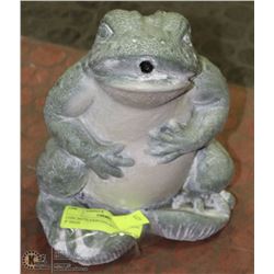 CONCRETE PAINTED SPITTING FROG 9" HIGH