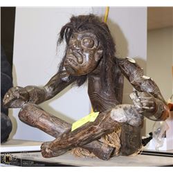 CARVED WOOD  CONGA "ANGRY PERSON