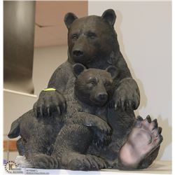LARGE HANDCRAFTED BEAR AND CUB STATUES (HEAVY)