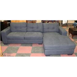 LARGE GREY FABRIC CHAISE LOUNGE SECTIONAL