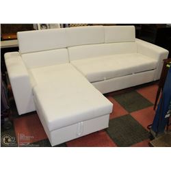 NEW WHITE LEATHERETTE 'L' SHAPE LIFT BACK SECTIONL