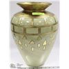 Image 1 : LARGE GREEN CONTEMPORARY MARBLE/GOLD LEAF VASE