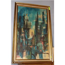 MONTEZ FRAMED ABSTRACT CITY PRINT 29"X45"