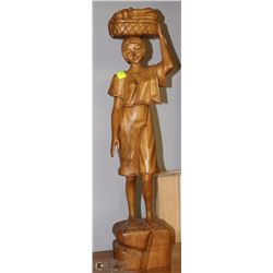 CARVED WOOD LADY DECOR 32"H