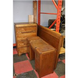 VINTAGE WOOD FULL SIZE BED FRAME INCL HEAD BOARD,
