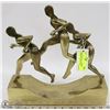 Image 1 : BRASS STATUE OF 3 WOMEN RUNNING ON BRASS BASE