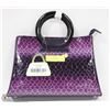 Image 1 : PURPLE SNAKESKIN STYLE CLUTCH WITH SHOULDER STRAP