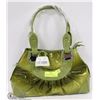 Image 1 : GREEN SNAKESKIN STYLE HANDBAG WITH 3 COMPARTMENTS