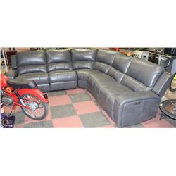 NEW GREY LEATHERETTE ELECTRIC RECLINING SECTIONAL