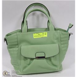 LIGHT GREEN SOFT FEEL HANDBAG WITH SHOULDER STRAP