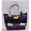 Image 1 : PURPLE SNAKESKIN STYLE HANDBAG SIDE BUCKLES