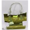 Image 1 : GREEN SNAKESKIN STYLE HANDBAG SIDE BUCKLES