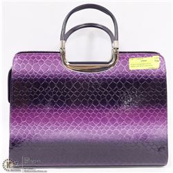 PURPLE SNAKESKIN STYLE BRIEFCASE WITH LONG HANDLE