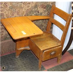 VINTAGE OAK SCHOOL DESK