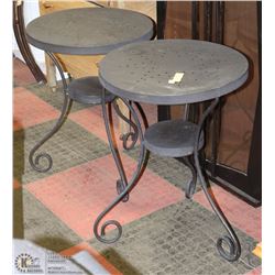 PAIR OF BLACK PATIO SIDE TABLES