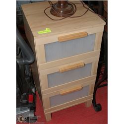 WOOD & GLASS 3-TIER STORAGE CABINET