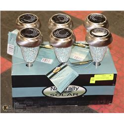 LOT OF 6 STAINLESS SOLAR PATHWAY CRACKLE LIGHTS