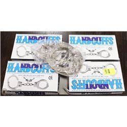 FOUR SETS OF NEW HANDCUFFS
