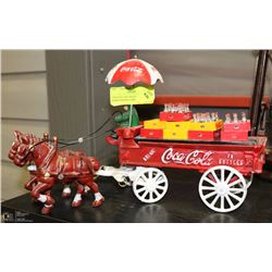 VINTAGE CAST IRON COCA COLA HORSE DRAWN CART