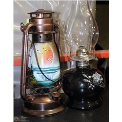 HAND PAINTED DECORATIVE ELECTRIC OIL LAMP &VINTAGE