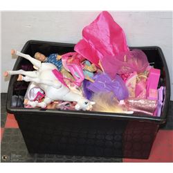 TOTE OF ASST BARBIES AND ACCESSORIES